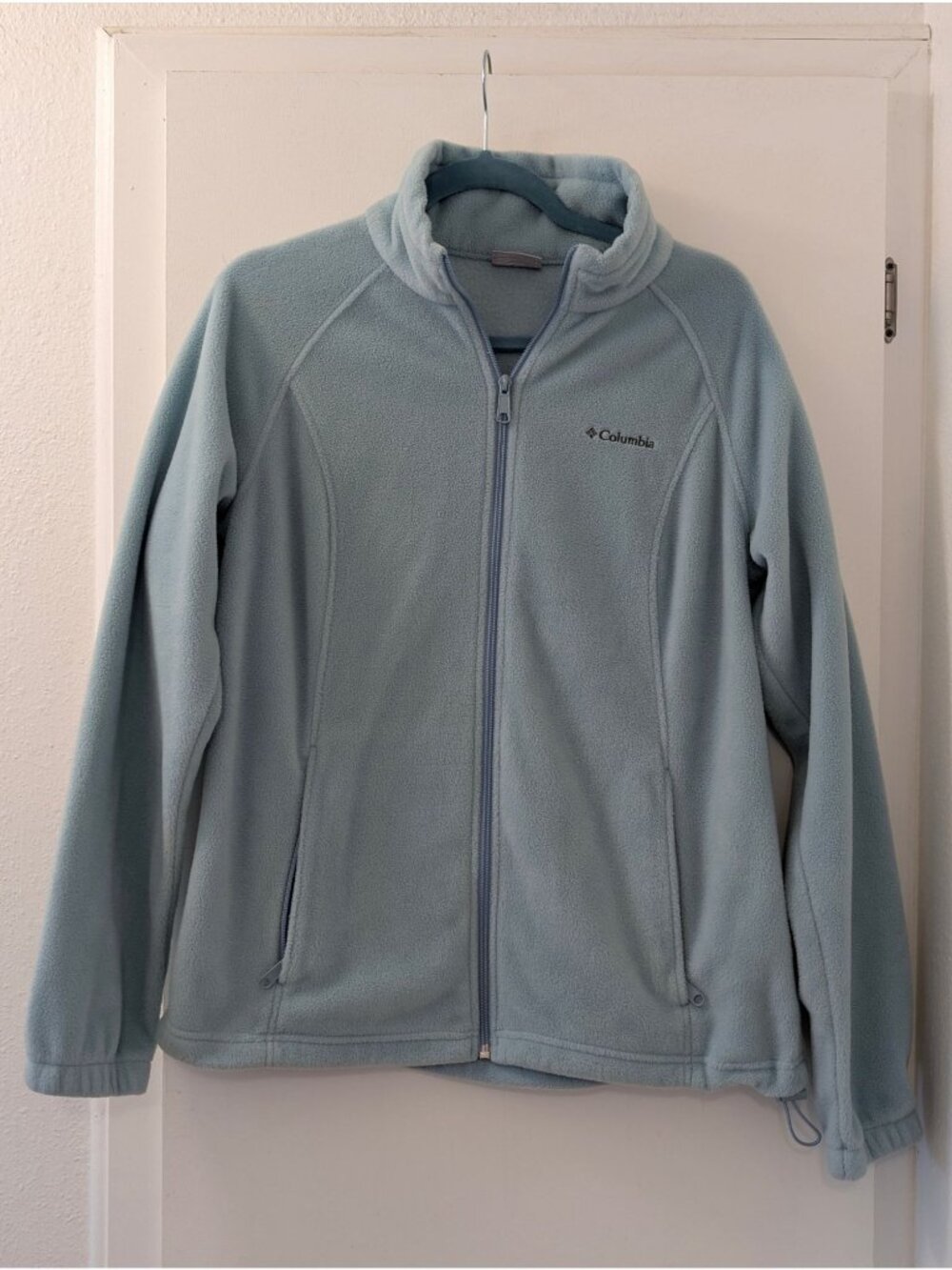 Columbia Womens Full-Zip Fleece Jacket Light Blue Size Large Cozy Warm Layer